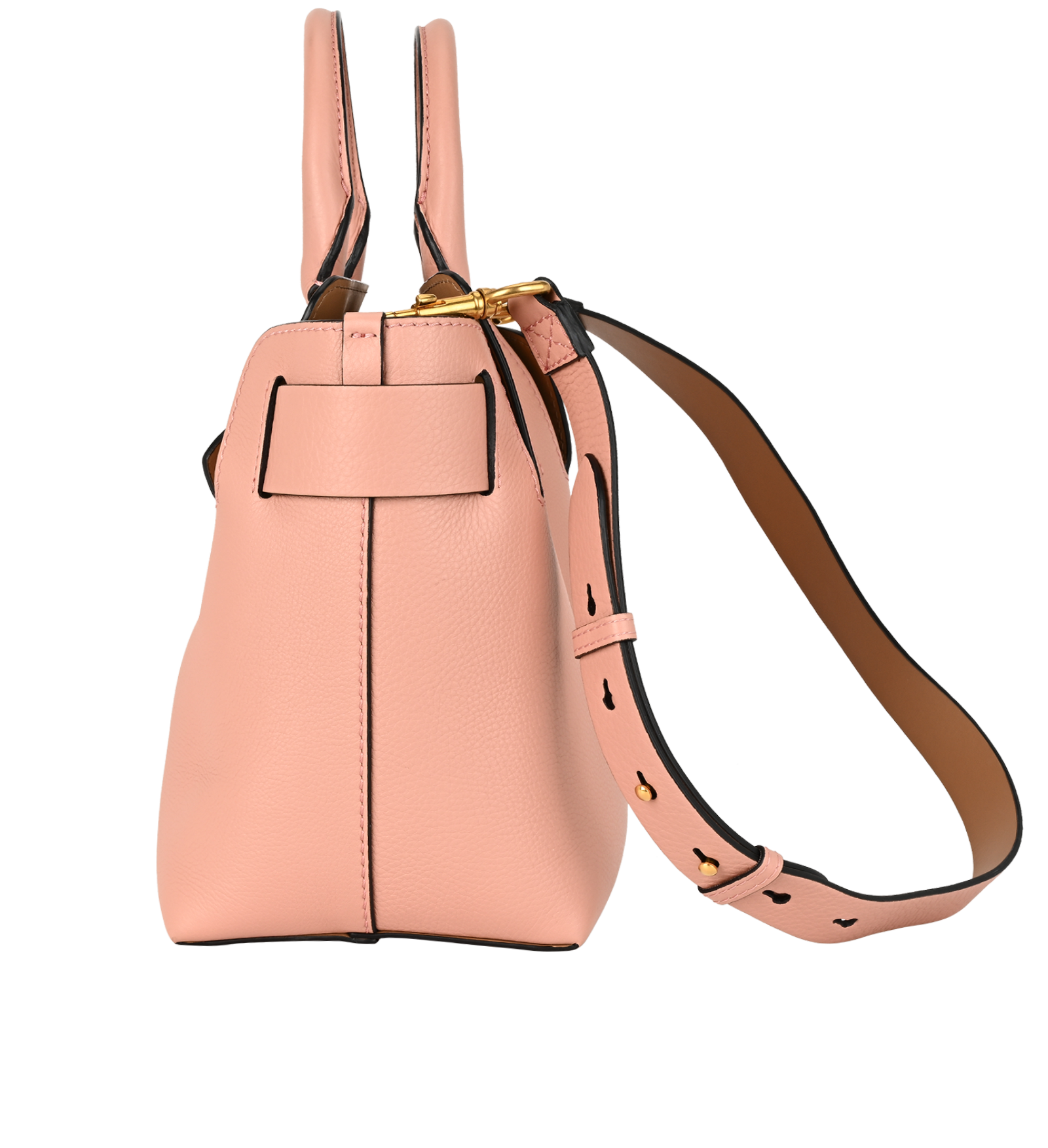 Changeable Belted Tote, &pound;450, Handbags, Black/Pink, Leather, Bottom view